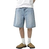 GORGLITTER Boy's Baggy Jeans Jorts Casual High Waist Wide Leg Loose Denim Shorts Bottoms Knee Length