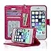 Navor Flip Wallet Book Case [Removable Wrist Strap] [Kickstand] for iPhone 5 / 5S / SE - Hot Pink (IP5OHP)