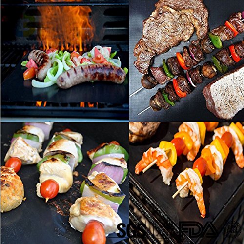 SMART HOME CHEF Copper Grill Mat Set of 6 - Non-stick BBQ Grill & Baking Mats - FDA Approved, PFOA Free, Golden Grill Mats & Bake Mats Reusable & Easy to Clean - grill mat serve kitchen & Outdoor (6)