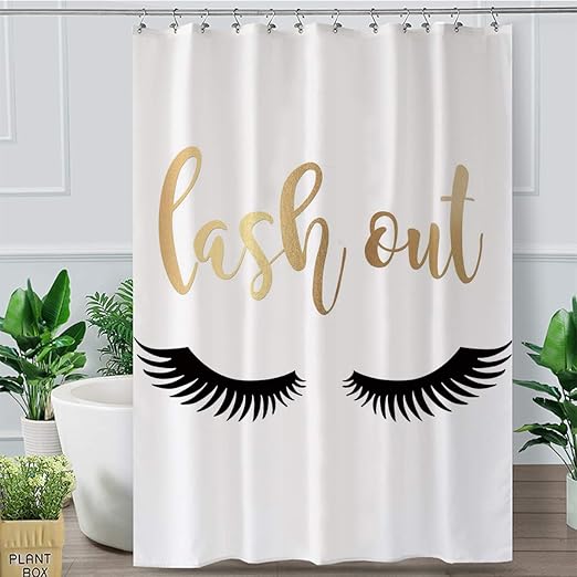 Amazon Com Blessliving Eyelash Print Waterproof Shower Curtain Gold White Curtains Girls Cute Eyes Bathroom Accessories 71 X 71 Home Kitchen