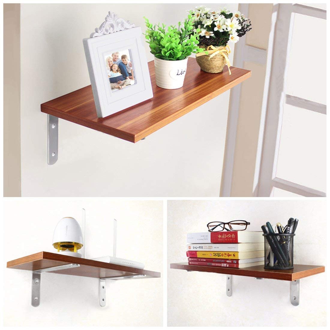 SANSUM Stainless Steel Shelf Brackets 5x3 inch 6Pcs L Shape Corner Brace Bracket Joint Angle Fastener Shelving Bookshelf Wall Mounted