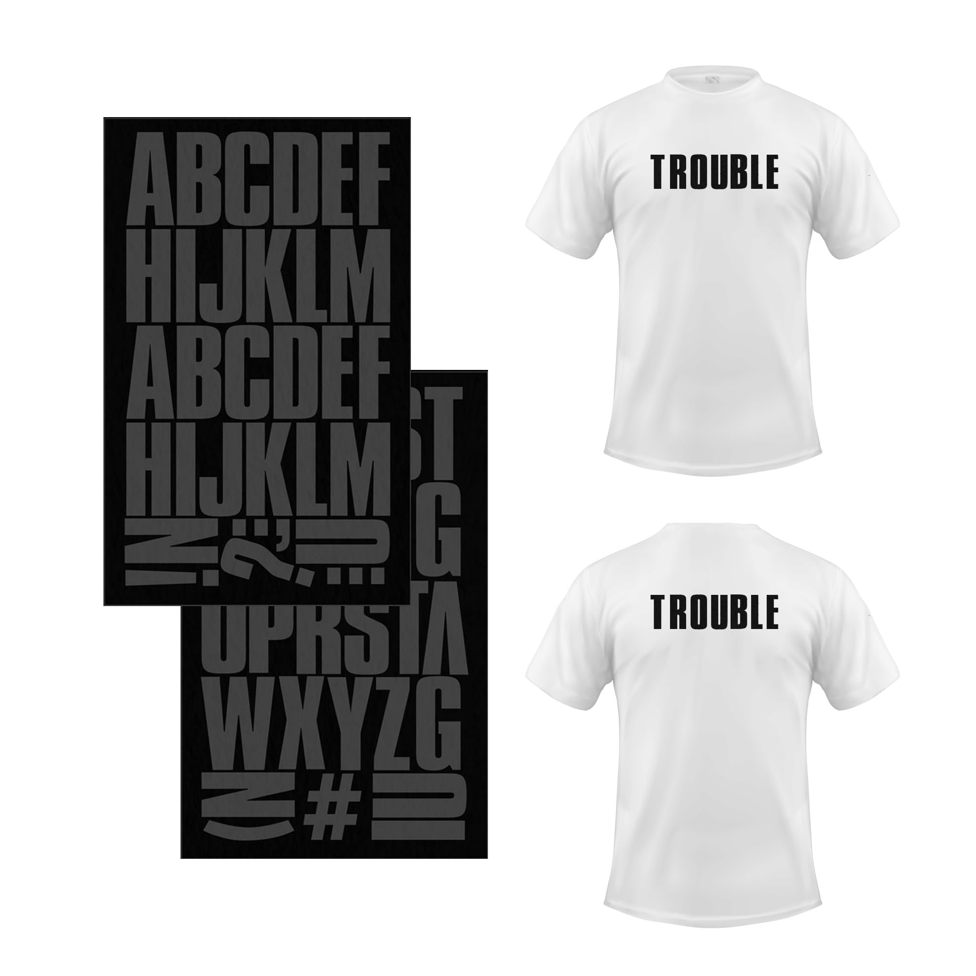 S.E.I 2-Inch Iron-on T-Shirt Letters, Block Letter Flock Heat Transfers, Black