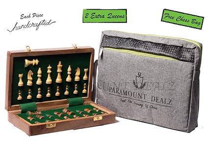 Paramount Dealz Premium Wooden Handcrafted Folding Chess Set with Magnetic Pieces (10 Inches)