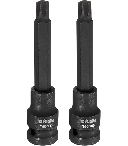 Uxcell 1/2" Drive T52 Torx Bit Socket – S2 Steel Bit, CR-V Socket, 4" Total Length – Use With Ratchet, Slide Bar, Extension Rod