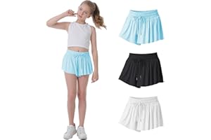 NEXSONIC Flowy Shorts for Girls Butterfly Shorts for Kids Preppy Shorts for Teens Tennis Running Athletic Shorts with Liner