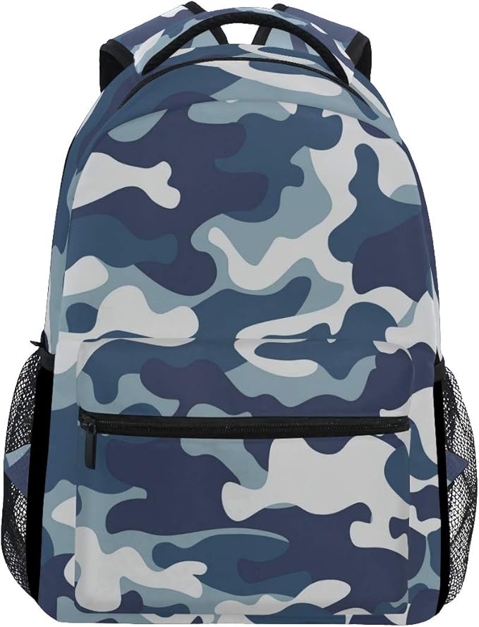 blue camouflage backpack
