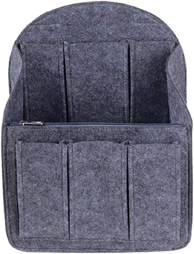 Felt Backpack Organizer Insert,Round Top Purse Organizer, Backpack Purse and Travel Backpack for Women Backpack Organizer For Coach MCM etc Black Beige, Large Small
