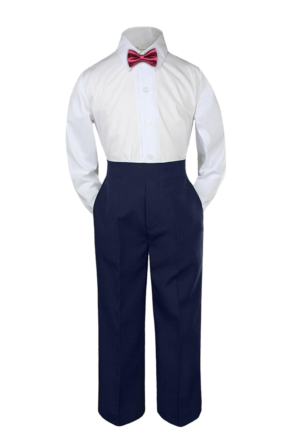 burgundy shirt blue pants