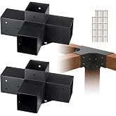 VEVOR 4-Way Pergola Bracket, 4"x4" 2-Pack Heavy Duty Corner Brackets for Wood Beams, DIY Post Base Hardware with Easy Installation for Outdoor Gazebo Patio Log Cabin