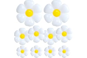 Cadeya 10 Pcs Daisy Balloons, Huge White Flower Aluminum Foil Balloons for Birthday, Baby Shower, Wedding, Daisy Party Decorations Supplies