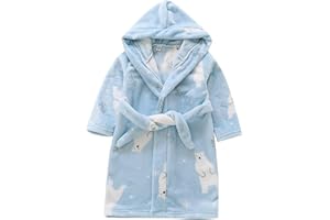 AIMAOMI Boys Girls 𝐑obe Hooded Bath𝐑obe Toddler 𝐑obes Soft Coral Fleece 𝐏ajamas Unisex Dressing Gown Toddler