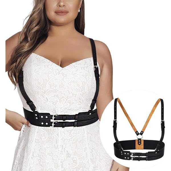 2926 Plus Size Women Fashion Leather Harness Waist Belt Studded Decor LYJZYXGS Plus Size Women Fashion Leather Harness Waist Belt  main image 4