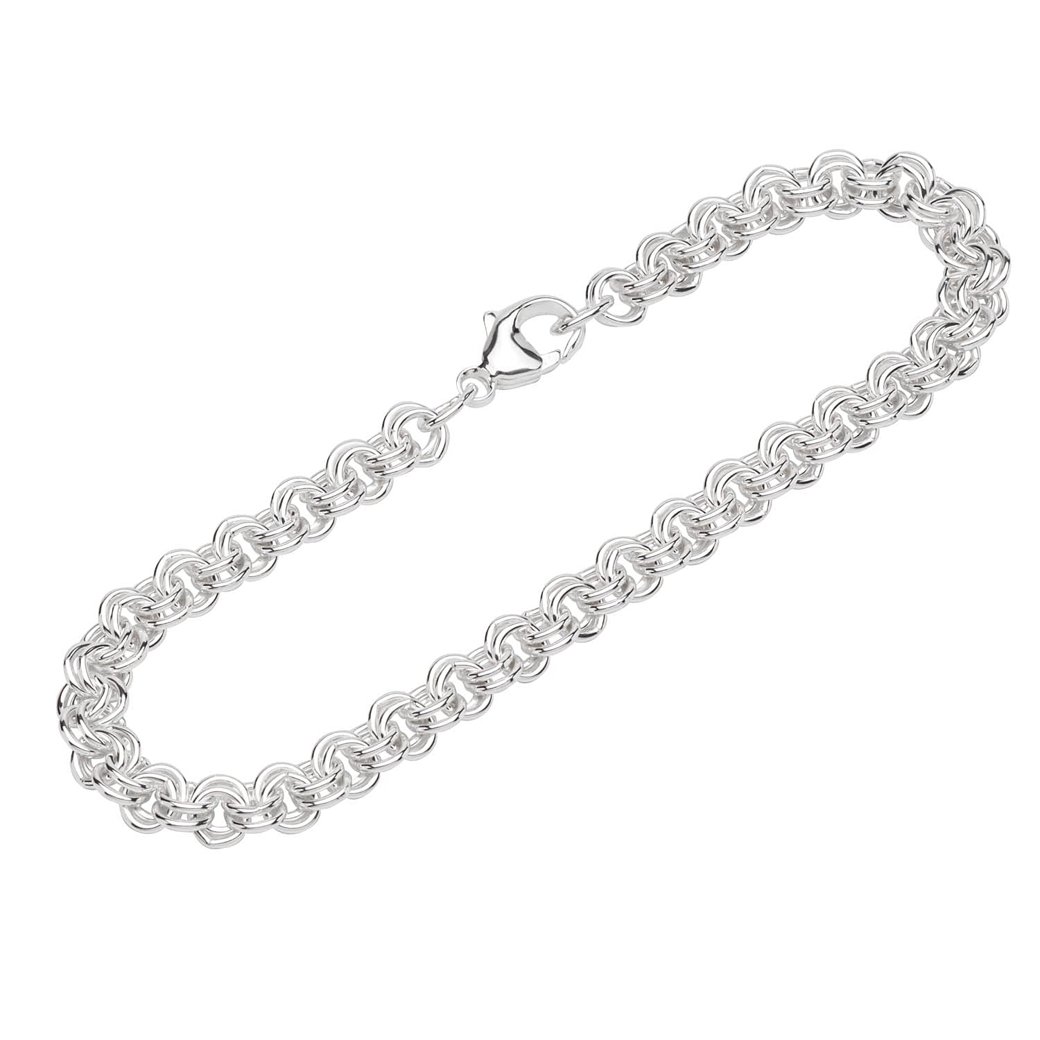NKlaus Bracelet 925 Sterling Silver 19cm Twin Anchor Chain Ladies Anchor Chain Bracelet 12638