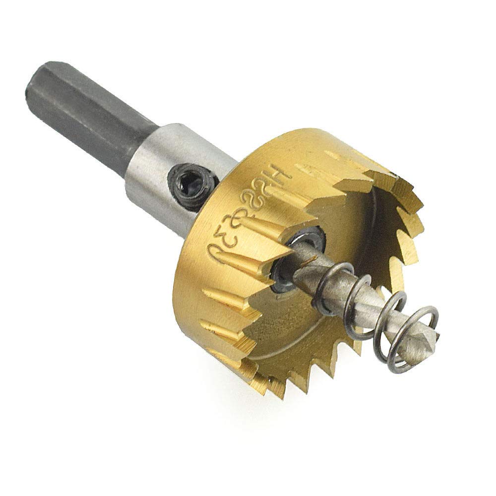 Hole Saw Cutter BE-TOOL 35mm HSS Titanium Hole Saw Cutter Tool Kit Drill Bit Set Remover Tools for Steel, Stainless Steel,iron, Copper, Brass, Aluminum, Fiberglass, Formica