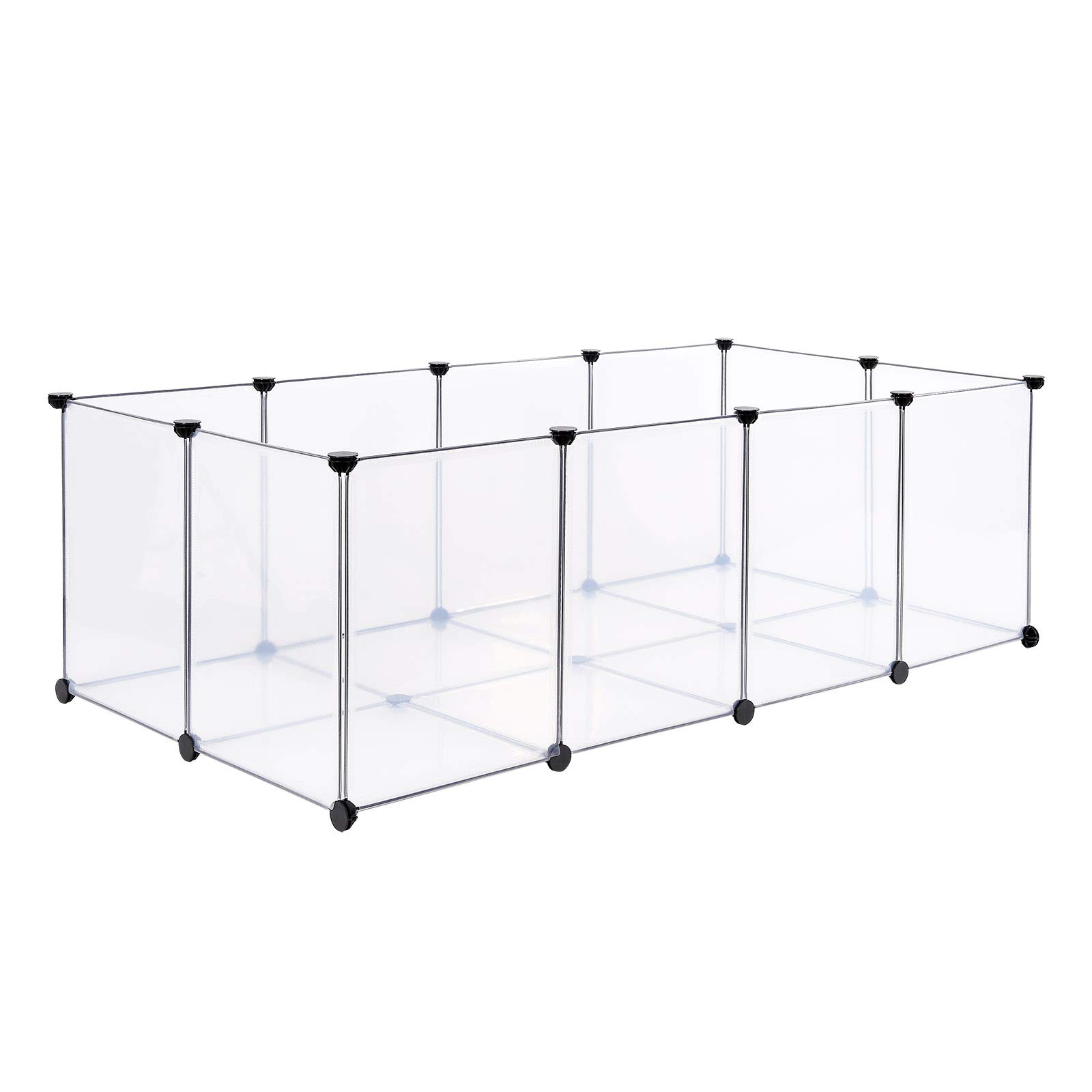 lionto Outdoor enclosure for rabbits made of easy-care plastic, 145x74x47 cm, expandable cage for small animals with base plate, simple plug-in system & easy to clean, for indoor & outdoor use