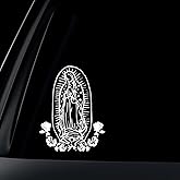 World Design Virgin Mary w/Flower Car Decal/Sticker