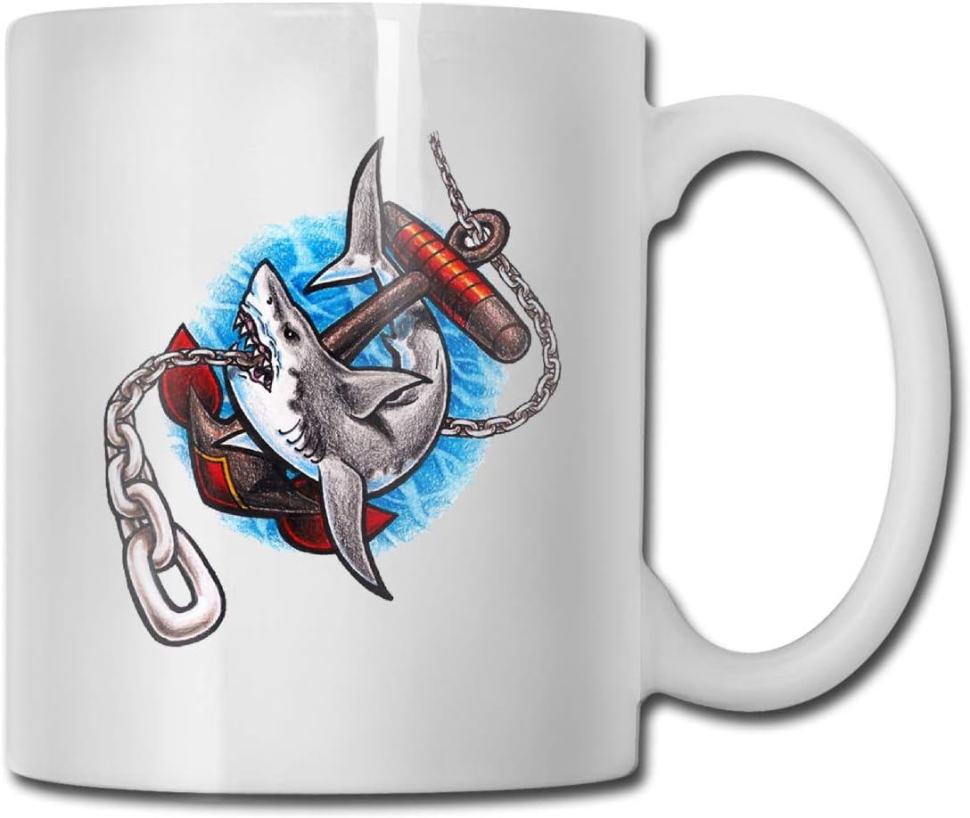 Old School Tattoos Shark Unique Ceramic Novelty Holiday Christmas Handmade Mugs For Men And Women Tea Mug Coffee Cups Suitable For Office And Home Perfect For A Great Gift