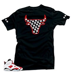 Jordan Retro 6 Carmine Match Tees - Bull Star Black