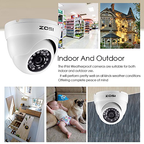 ZOSI Security Cameras System 8CH 1080P DVR Recorder and (4) HD 2.0MP