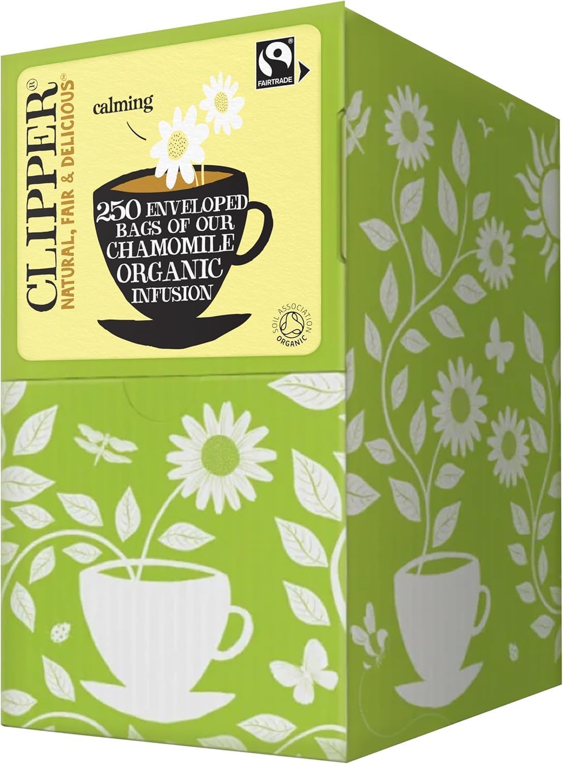 Clipper Organic Chamomile Tea Bags | 250 Individually Wrapped Infusion Teabag Sachets | Bulk Buy for Home & Catering | Caffeine-Free Fairtrade Herbal Tea Bags | Natural, Unbleached & Biodegradable