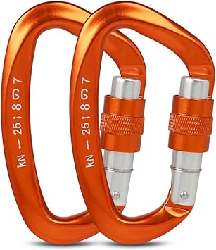 Amazon Bestfire ロックカラビナ 25kn 2500kg 登山釦 クライミングカラビナ 軽量 頑丈 ハンモック用 スリング Dリングキーホルダー セルフロック ロッキンカラビナ アウトドア 空中作業 救援 登山 キャンプ オレンジ Bestfire クライミング用 カラビナ クイックドロー
