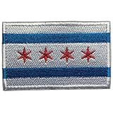 SpaceAuto Flag of Chicago Military Tactical Morale Badge Hook & Loop Fastener Patch 3.15