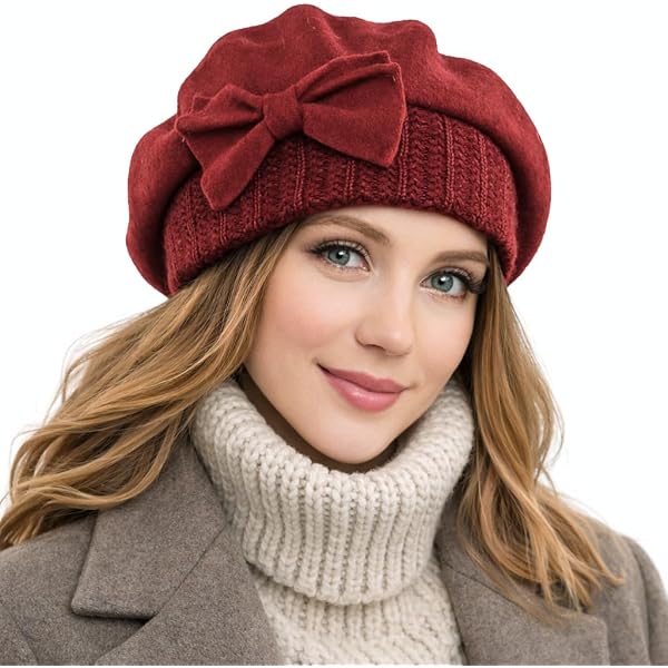 HISSHE Lady French Beret 100% Wool Beret Chic Beanie Winter  display picture 2