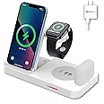 4-in-1 Fast Wireless Charging Station for iPhone16/15/14/13, Apple Watch Ultra/9/8, AirPods Pro,18W Qi-Certified (with QC3.0 Adapter)