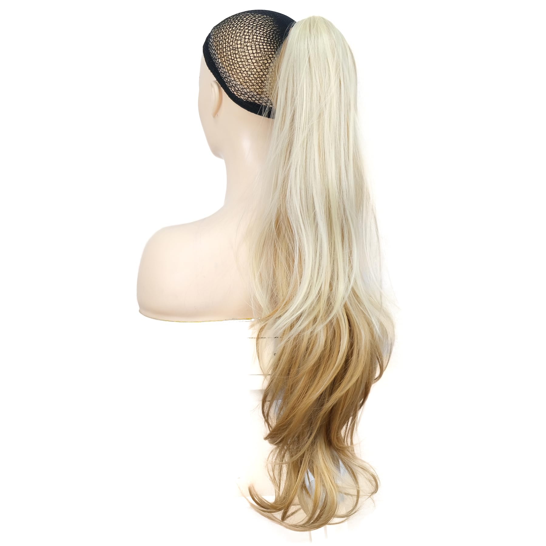 Lydell 24" Long Straight Wavy Ponytail Hairpiece Styled Clip In Claw Synthetic Hair Extension with a jaw/claw clip 24H613 Blonde Highlights