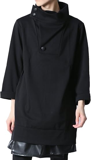 Amazon アズスーパーソニック As Super Sonic カットソー ロング丈 オフタートル モード系 メンズ ブラック F Tシャツ カットソー 通販