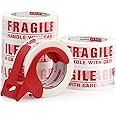 JIALAI HOME Fragile Handle with Care Packing Tape 6 Rolls, Shipping Box Sealing Tape with Dispenser, Heavy Duty for Shipping and Moving Boxes, 2 Inch x 330 Feet (110 Yards)
