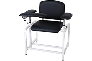 COOLWAVE Phlebotomy Chair with Arms, Extra Thick Padded Blood Drawing Chair with Adjustable Armrest (Black)