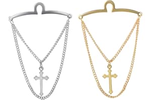 RunootPR Men's Gold Silver Tie Chain Set - Classic 2Pcs Double Necktie Chains for Business and Wedding Jewelry