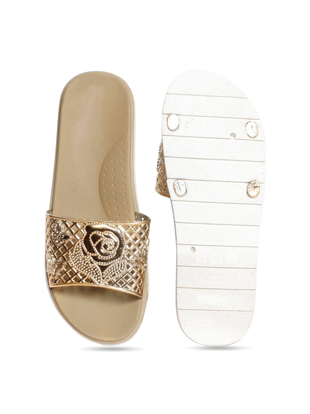 meriggiare women gold synthetic flats