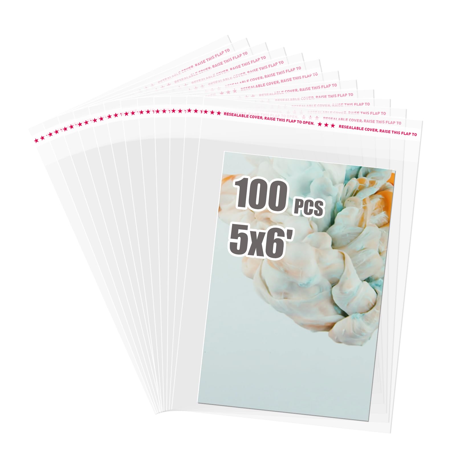 Photo 1 of Egofine Self Sealing Cellophane Bags 100 PCS Clear Resealable Sleeves Bags for 5x6 Photo Mats (Bag Size: 5.19x6.3 inches for 5x6 Mats)
