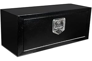 PRUNkuar 27 Inch Underbody Truck Tool Box Heavy Duty Steel Plated Storage Box with T-Handle Lock Waterproof Smooth Surface 27.5"x 11"x 10" for Pickup, Truck Bed, RV, Trailer Black