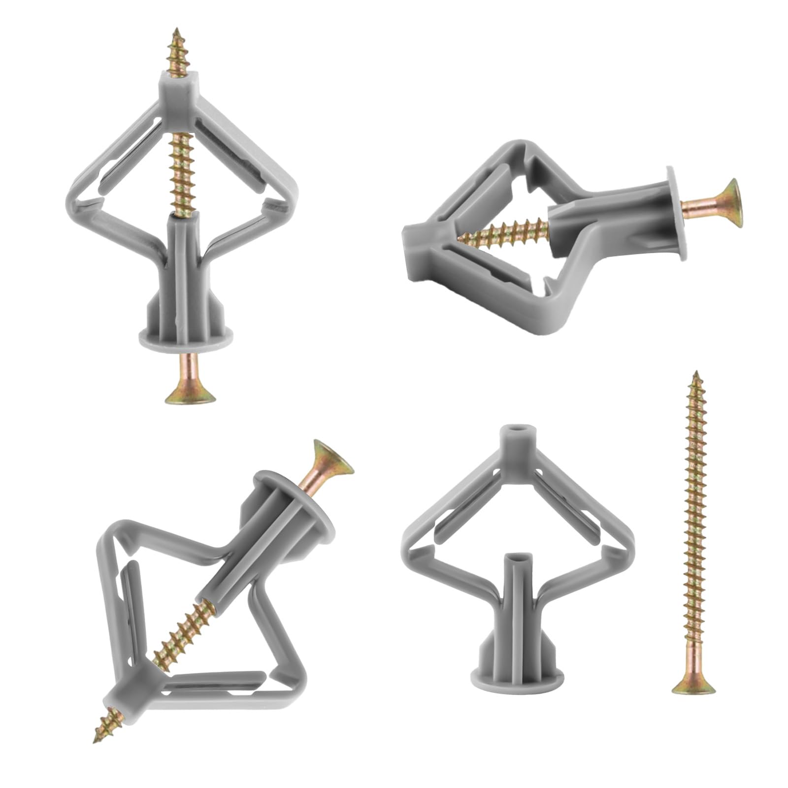 Plasterboard Wall Plugs and Screws Set, Drywall Anchors and Drywall Screws, Plaster Board Screws and Wall Plugs Set, Wall Raw Plugs and Screws Set, Dry Wall Cavity Plasterboard Fixings for TV Bracket
