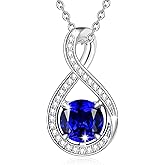 FANCIME Birthstone Necklaces for Women Fine Jewelry Sterling Silver Infinity Pendant Anniversary Birthday Mothers Day Gifts for Her Women Wife Mom Lady Daughter, Chain 16"+2" Extend