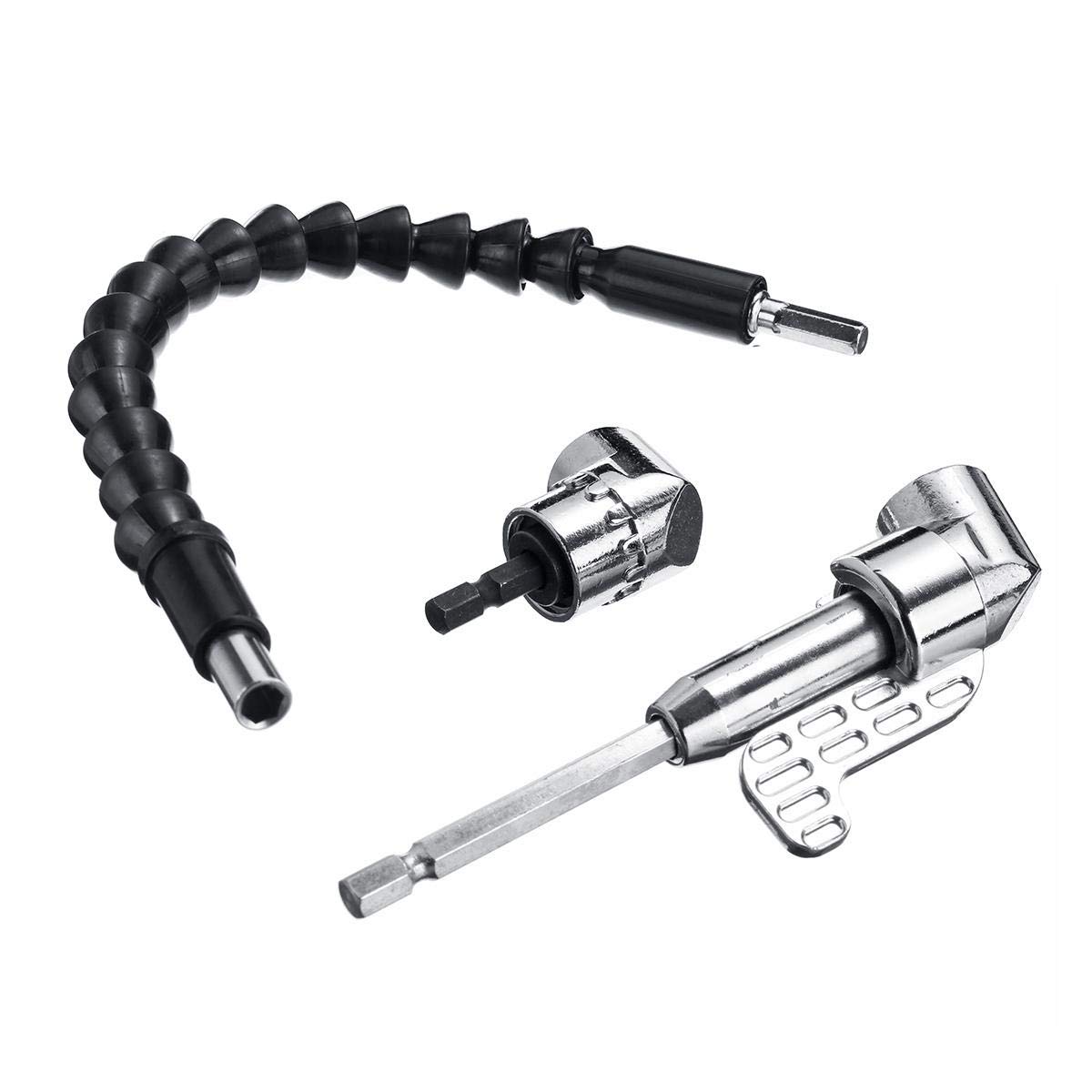 ArtisanShow 3PCS 105 Degree Right Angle Extension 1/4" Hex Shank Screwdriver Bit Drill Holder Extension Driver Flexible Shaft Bit for Electric Drill/Manual Wrench Power Hand Tools Gift for Machinist