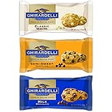 Ghirardelli Chocolate Premium Baking Chips Bundle: 1 Bag Each of Semi-sweet Chocolate Chips, Milk Chocolate Chips & White Cho