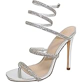 Bonnibel Women Rhinestone Spiral Ankle Wrap Strap High Heels Sandals