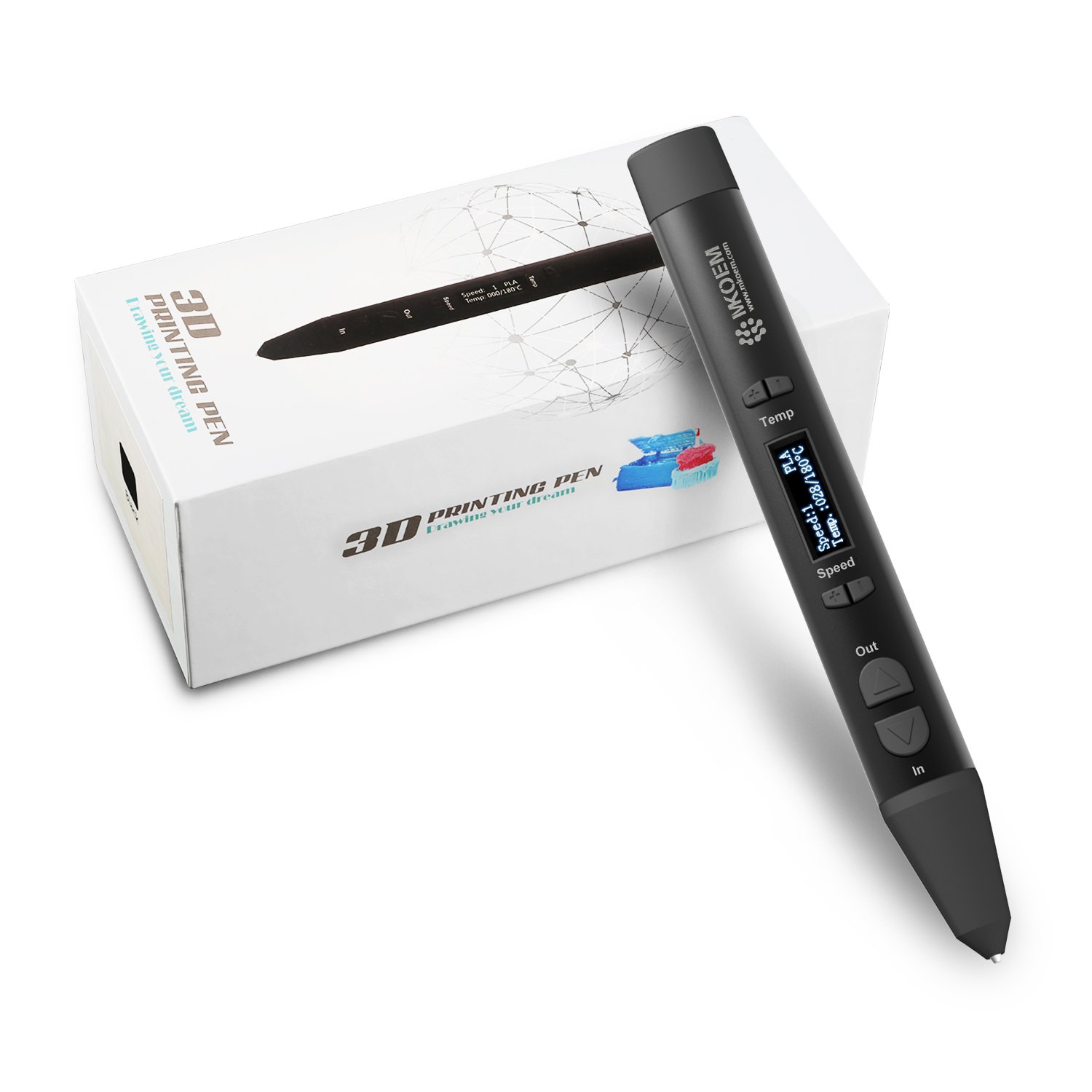 MKOEM 3D Stifte, Metal 3D Druckstifte PLA 1.75MM Filament, OLED Anzeige (Pen-B)