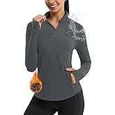 Emlovm Women's Fleece Running Jacket Quarter Zip Pullover Water Resistant Thermal Equestrian Shirt Warm Winter Golf Gear