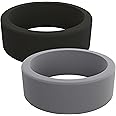 QALO Men's Basic & Flat Silicone Ring - Mens Silicone Wedding Band - Breathable Comfort Fit Silicone Rings for Men - Durable Rubber Engagement Rings for Him - 8mm x 2mm