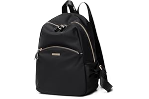 Stylish Backpack Purse for Women Girls Casual Travel Daypack Mini Backpack Handbag Nylon Bookbag (Black)