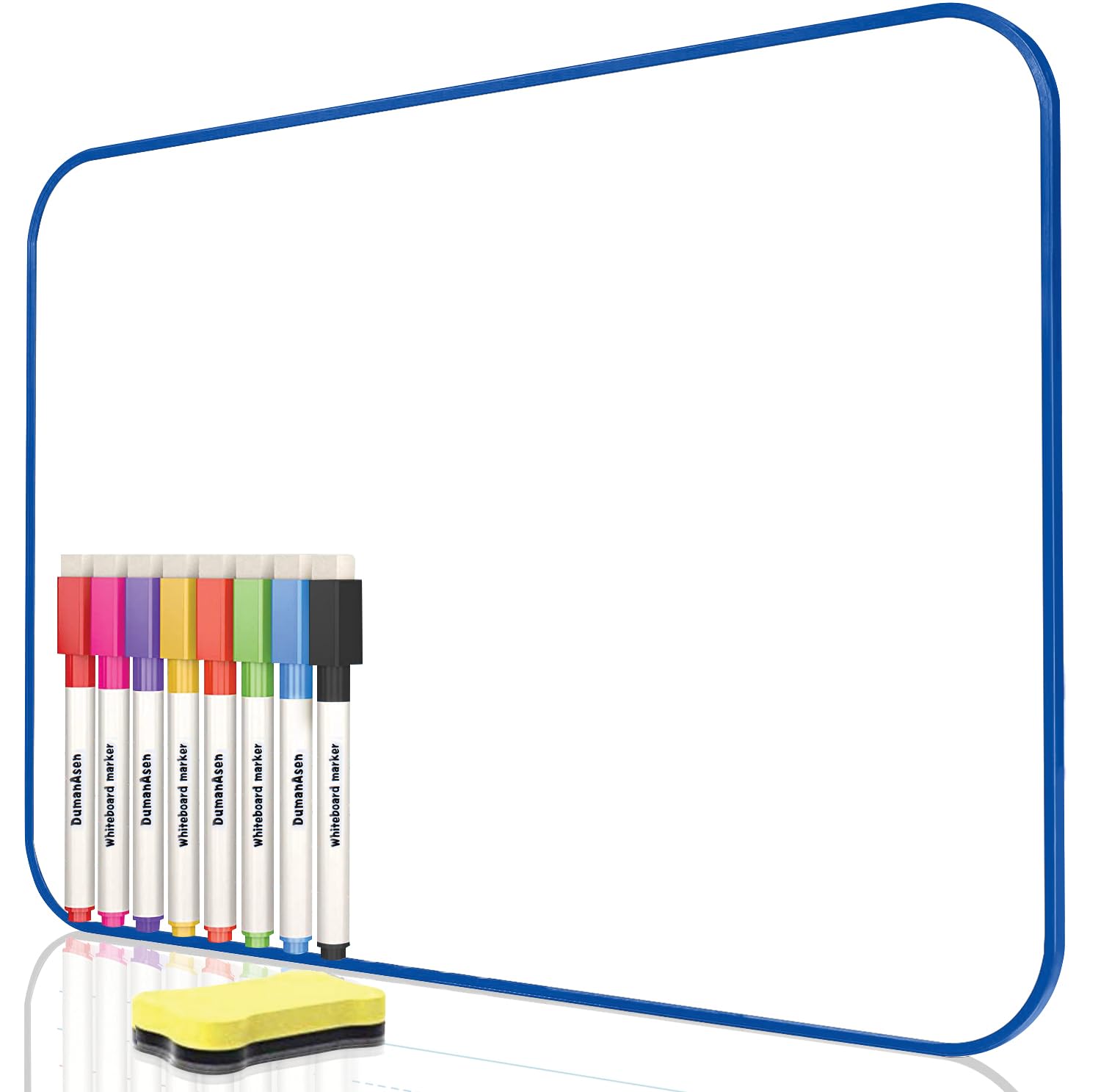 Dry Erase Whiteboard, DumanAsen Double Sided White Board with Dry Erase Pens and Eraser for School, Home, Office, Remote Learning (Blue, 30cm*21cm)