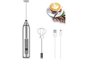 CORSEDIU Milk Frother, Electric Milk Frother Rechargeable 3 Speeds Foam Milk Frother Handheld with Stainless Steel Whisk for Bulletproof Coffee, Cappuccino, Chocolate, Milk Tea, Matcha