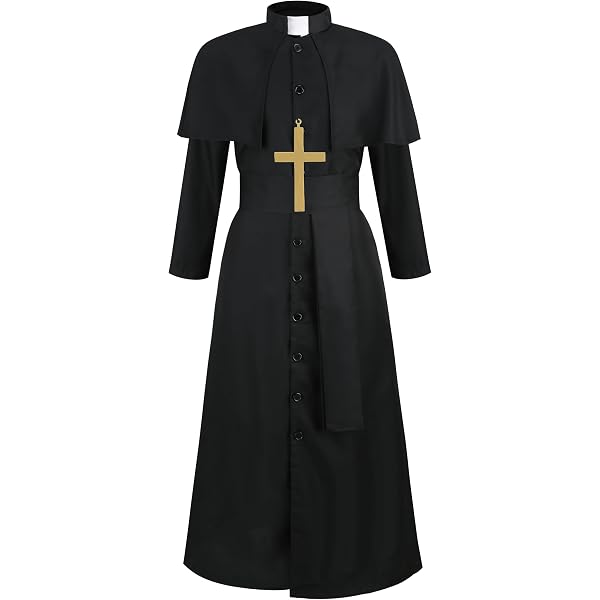 BLESSUME Robe Catholique Église Prêtre Cassock Romaine Clergé Vêtements Liturgiques (S,Blanc