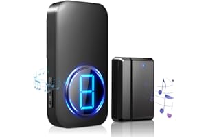 Door Chime, BISTEE Wireless Door Sensor Alarm with 600ft Range 58 Chimes 5 Volume Level LED Indicators Door Chime for Business/Store/Home/Office When Entering