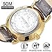 Wrist Watches for Women/Ladies/Girls - Leather Wood Watch with 50M Waterproof and Date Display - Premium Golden Analog Quartz Watch with Leather Strap - Gift for Women